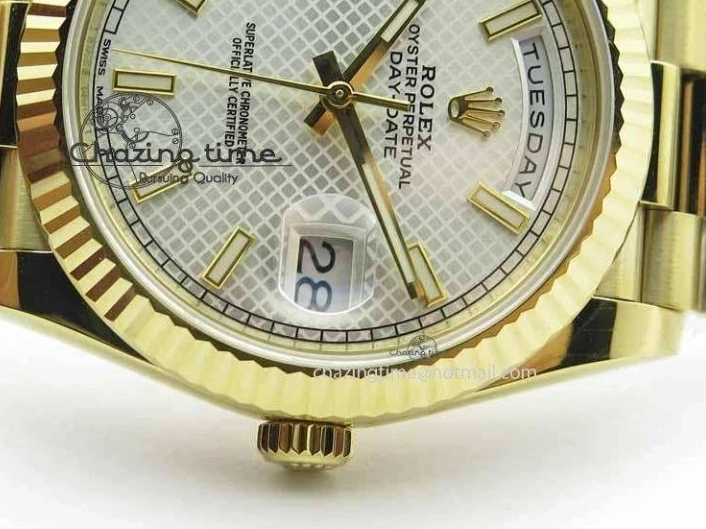 MiroTime 0427 Cozy Day-Date 40mm 228238 YG Noob 1:1 Best Edition Silver Dial On YG President Bracelet A 3710